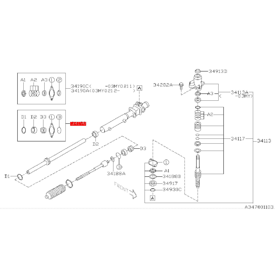 Kit réparation de crémaillère subaru WRX/STI 01-02