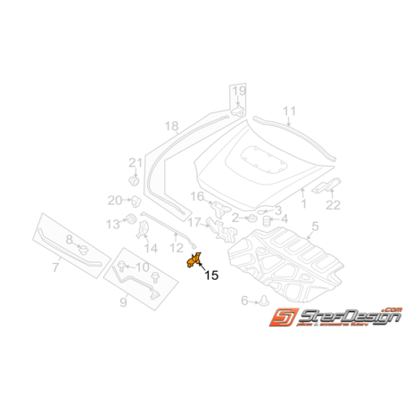 Agrafe de béquille capot WRX/STI 06-07