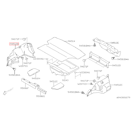 Garniture intérieur de coffre subaru STI 11-14