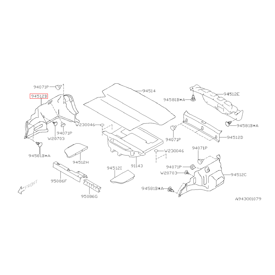 Garniture intérieur de coffre subaru STI 11-14