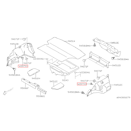 Clips garniture de coffre subaru STI 11-14