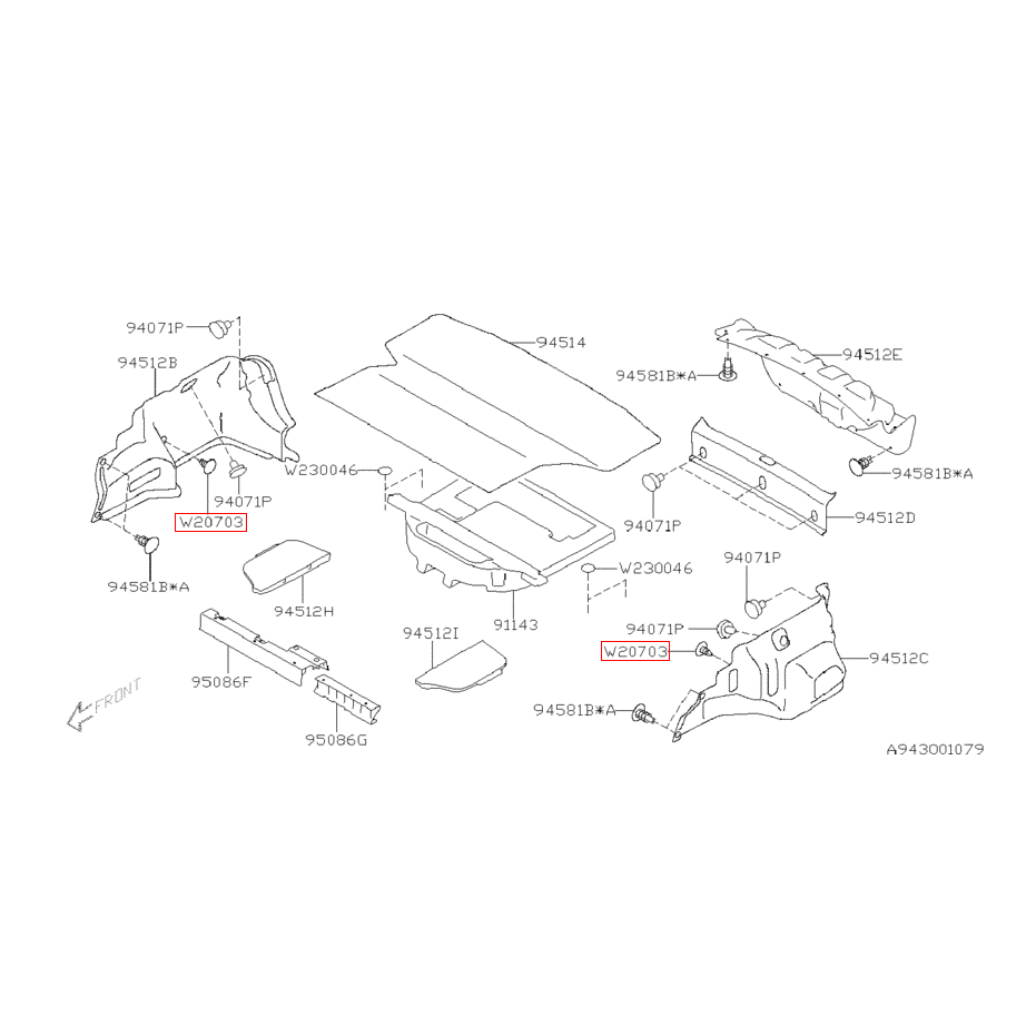 Clips garniture de coffre subaru STI 11-14