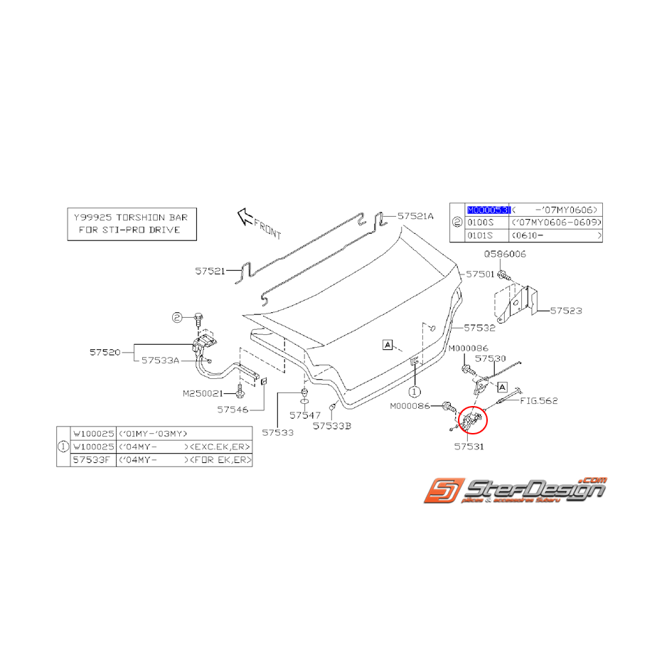 Système verrouillage de coffre STI/WRX 01-07 Système verrouillage de coffre STI/WRX 01-07