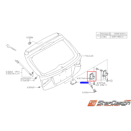 Serrure de hayon subaru WRX/STI 08-10