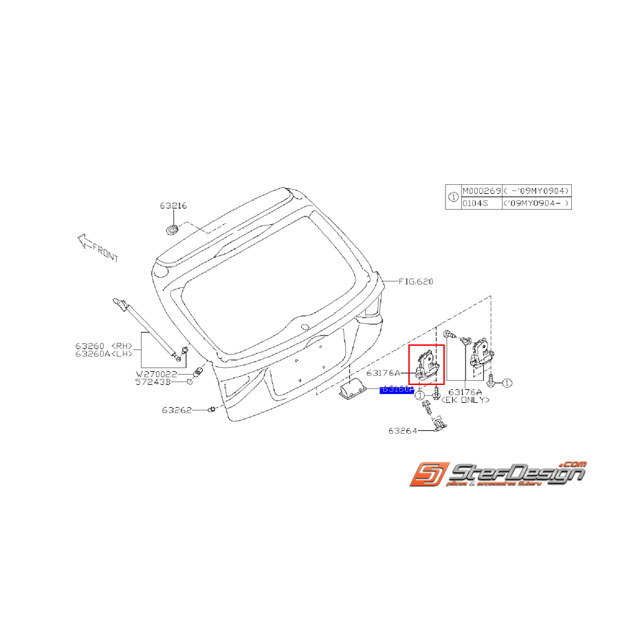Serrure de hayon subaru WRX/STI 08-10 Serrure de hayon subaru WRX/STI 08-10