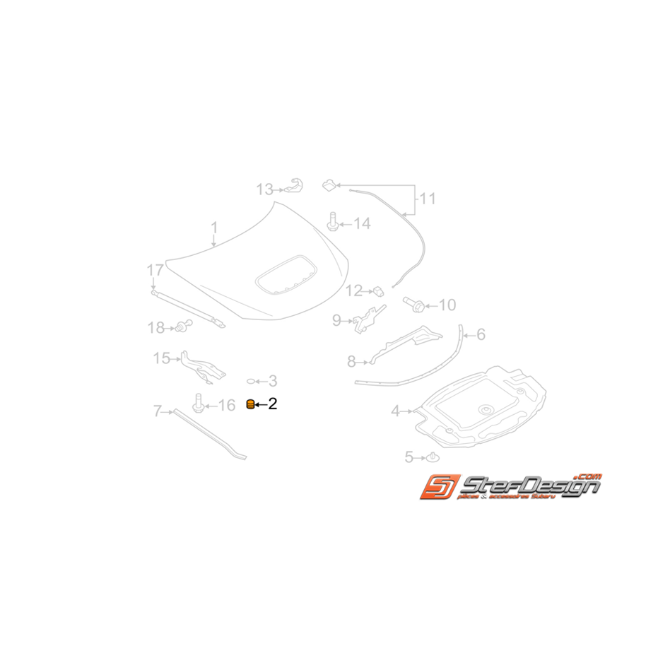 Butée caoutchouc capot WRX/STI 08-11 Butée caoutchouc capot WRX/STI 08-11