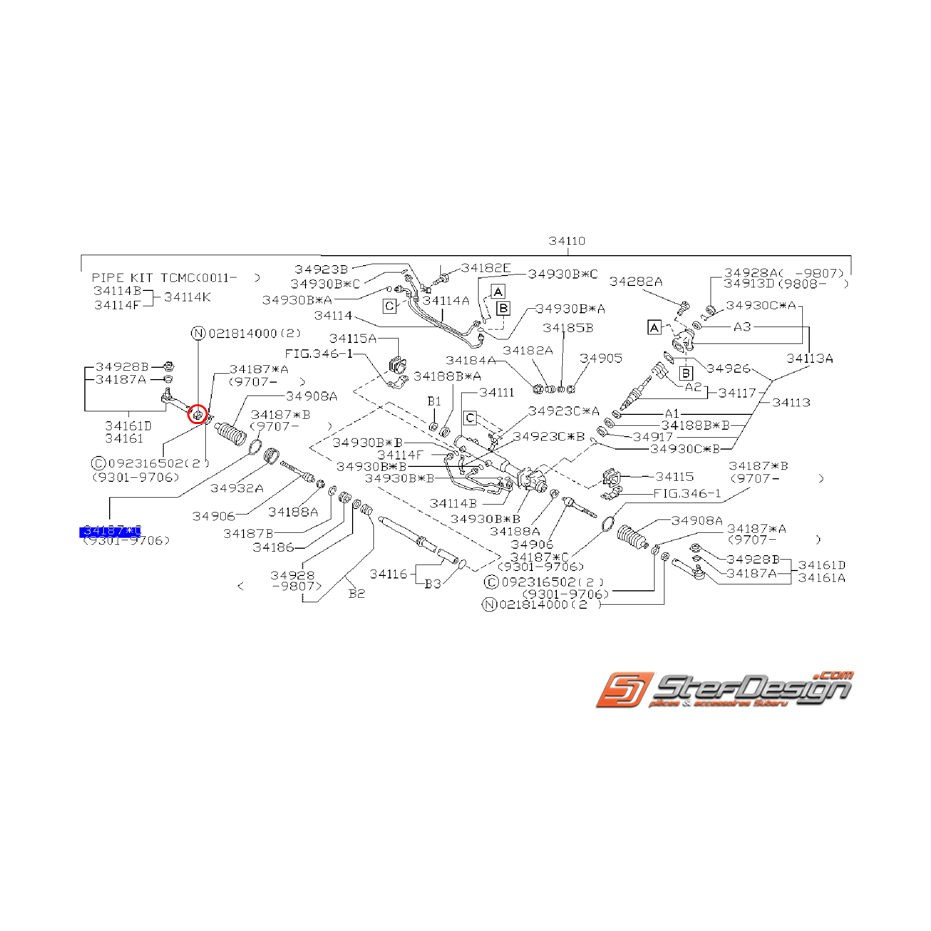 Écrou rotule de direction GT 93-00 WRX/STI 01-07 BRZ/TOYOTA GT 86