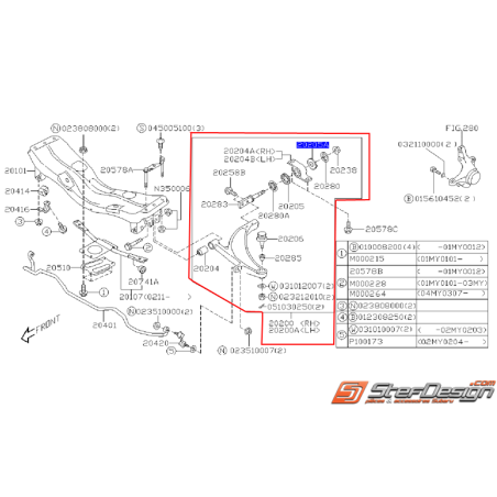 Triangle avant origine SUBARU STI 2002