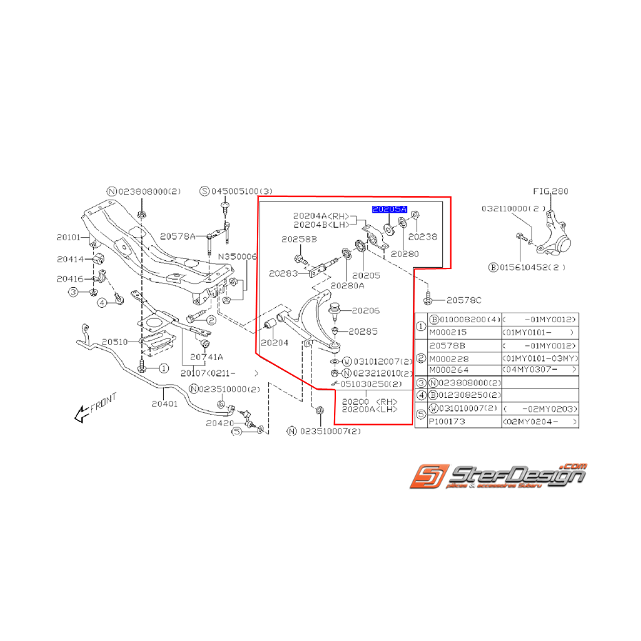 Triangle avant origine SUBARU STI 2002 Triangle avant origine SUBARU STI 2002