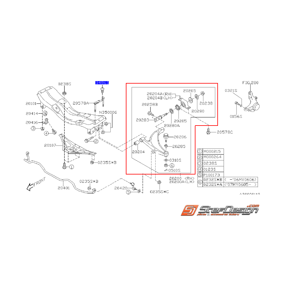 Triangle avant subaru STI 05-06 Triangle avant subaru STI 05-06
