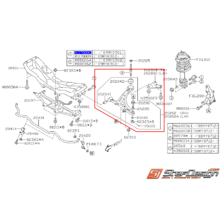 Triangle subaru avant STI 08-10