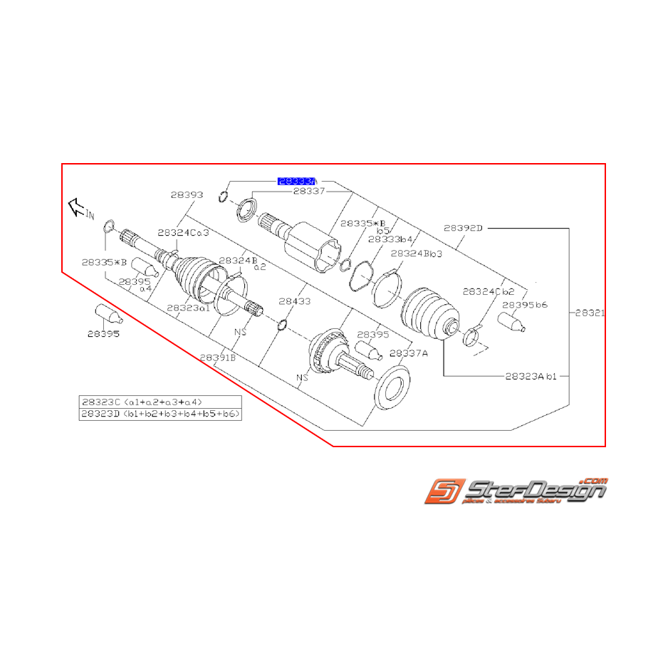 Cardan avant SUBARU STI 2004