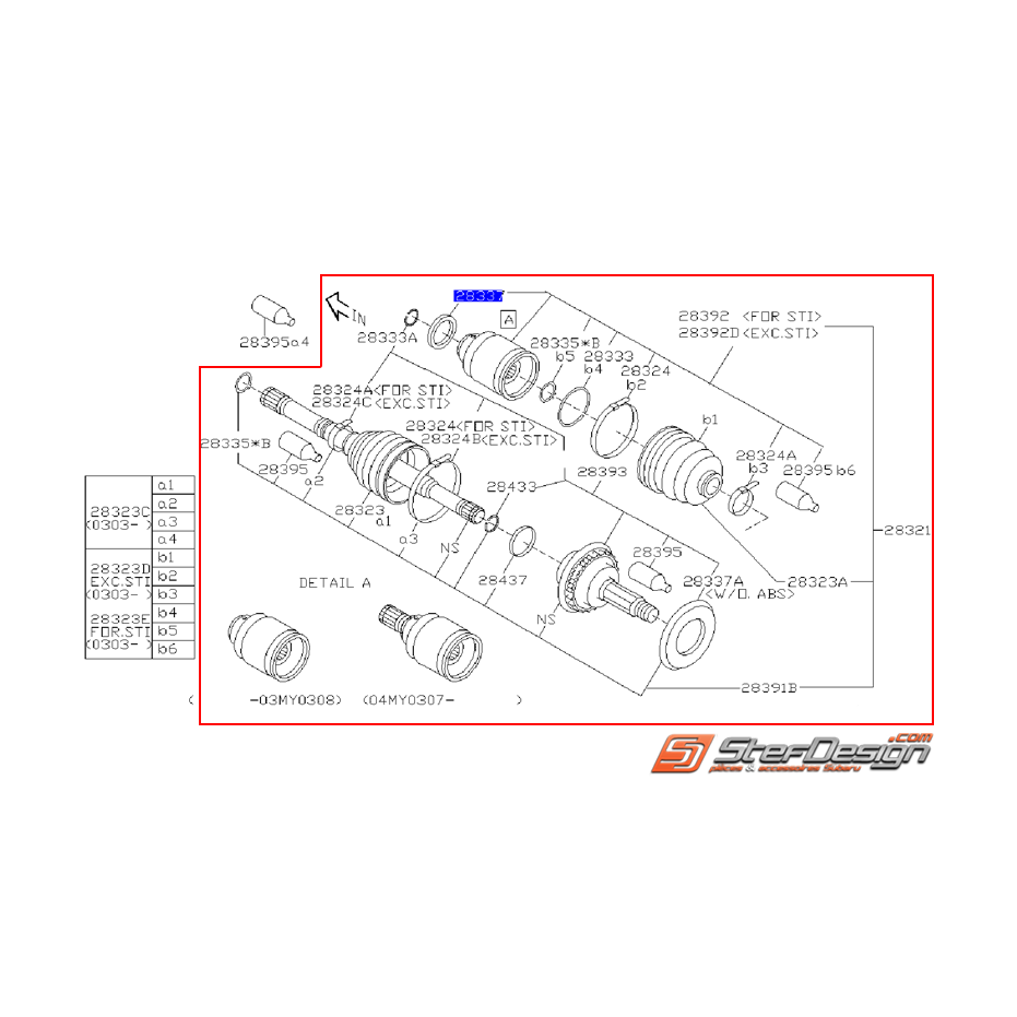 Cardan avant subaru WRX 04-06