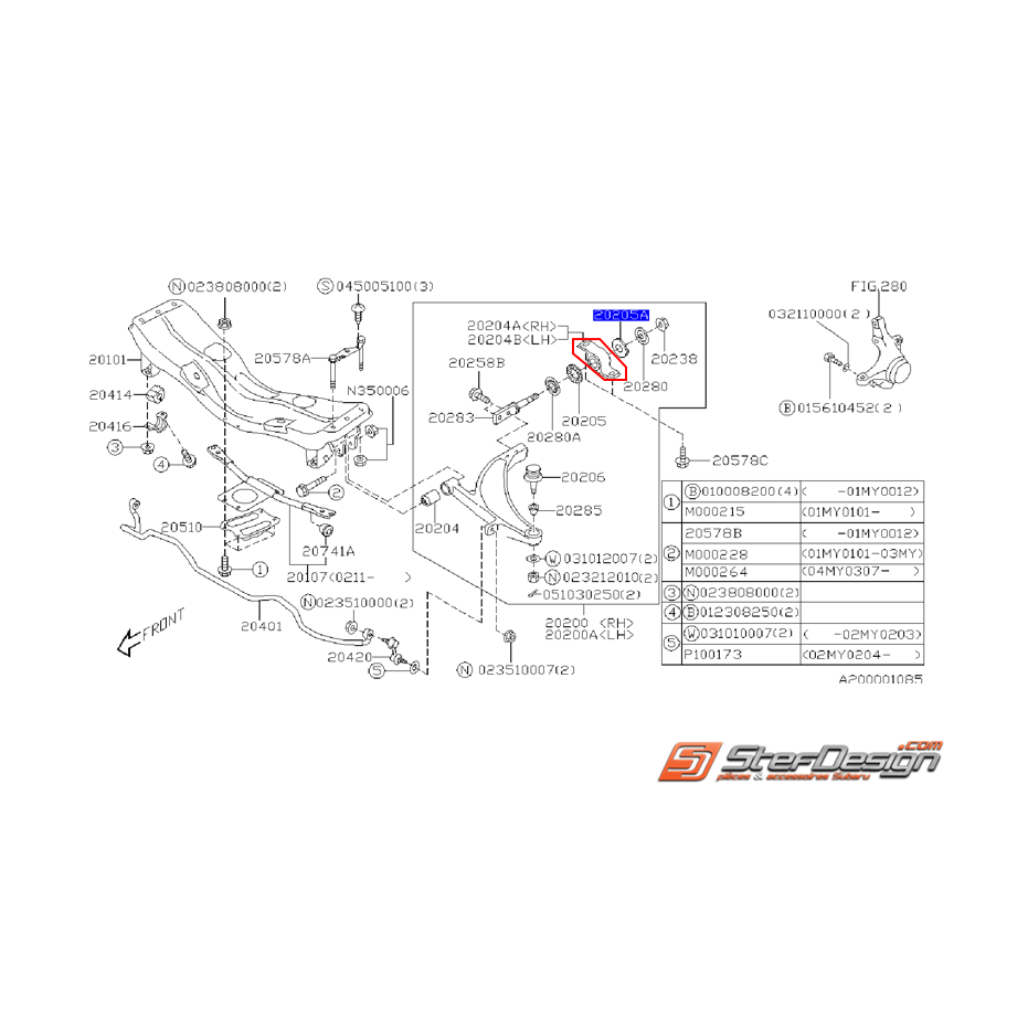 Silent bloc triangle arrière subaru WRX 01-05 Silent bloc triangle arrière subaru WRX 01-05