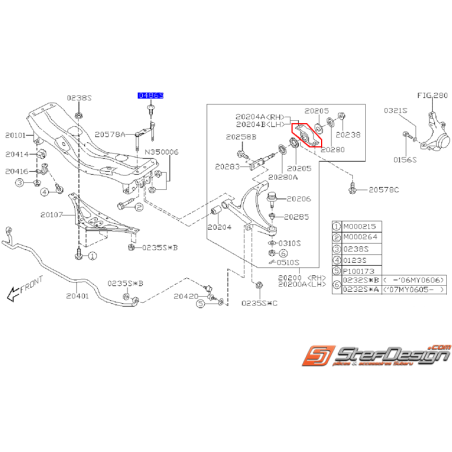 Silent bloc triangle arrière subaru STI 06-07