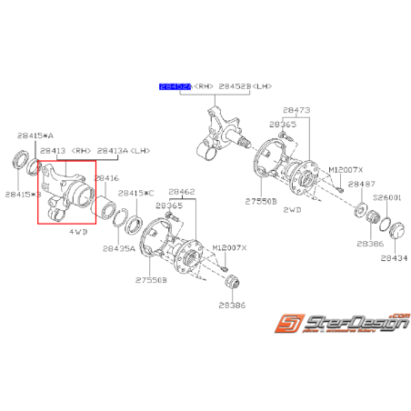 Porte moyeu arrière origine SUBARU GT 93-00