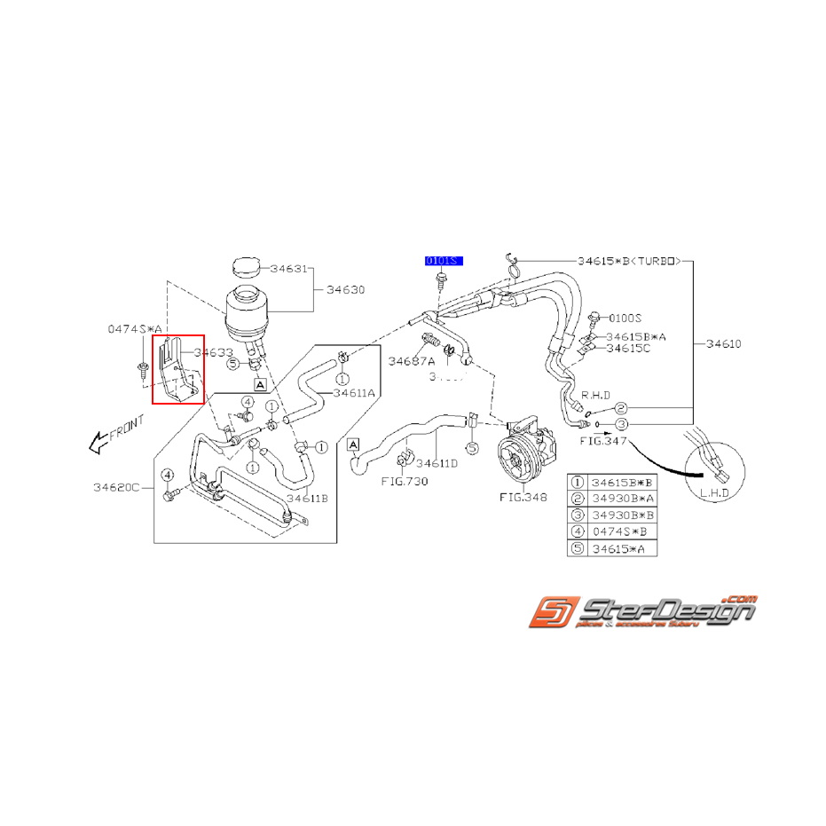 Support réservoir pompe de direction SUBARU WRX/STI 01-07 Support réservoir pompe de direction SUBARU WRX/STI 01-07