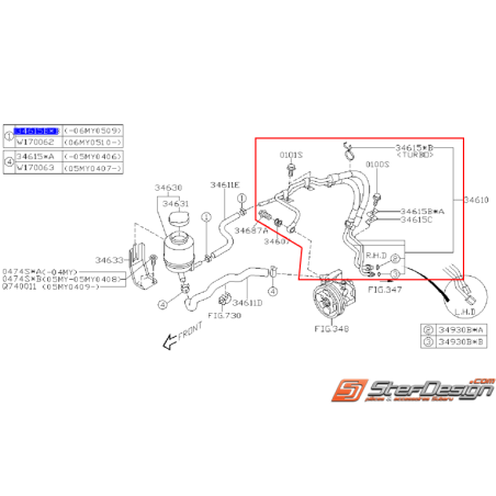 Tuyaux de direction assistée subaru WRX/STI 01-02