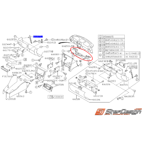 Renfort console radio WRX/STI 01-07 