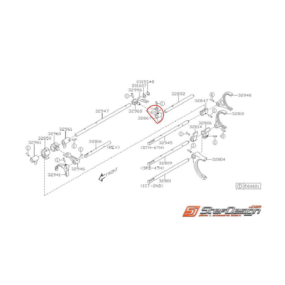 Sélecteur 1/2 boite 6 conduite à droite subaru STI 01-02 