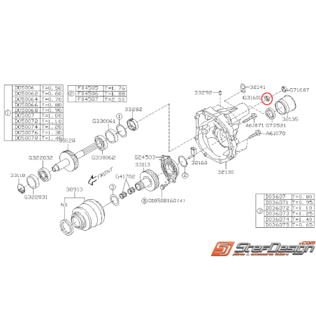 Roulement à rouleau boite 6 subaru STI 10/02 - 05