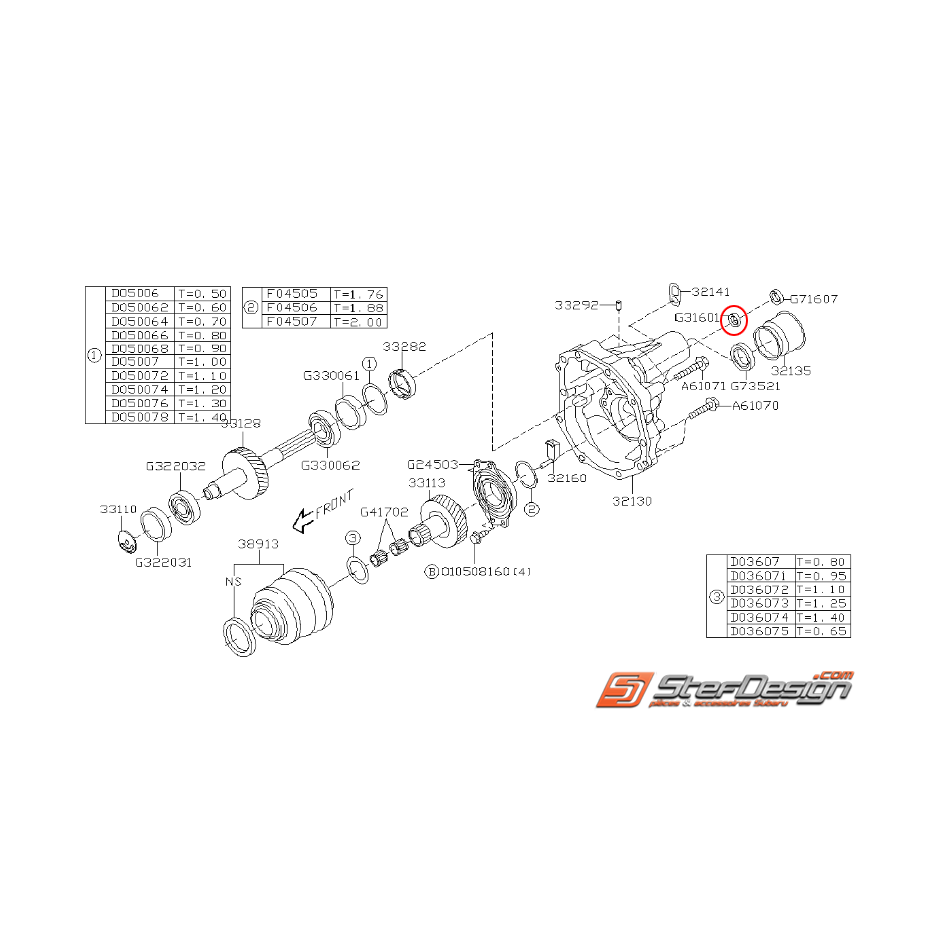 Roulement à rouleau boite 6 subaru STI 10/02 - 05
