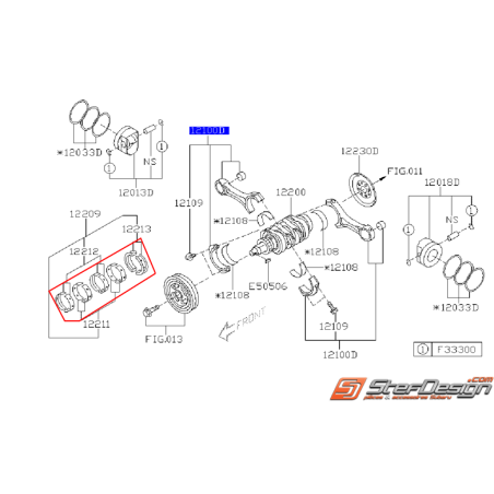 Kit coussinets de vilebrequin origine subaru diesel 08-10