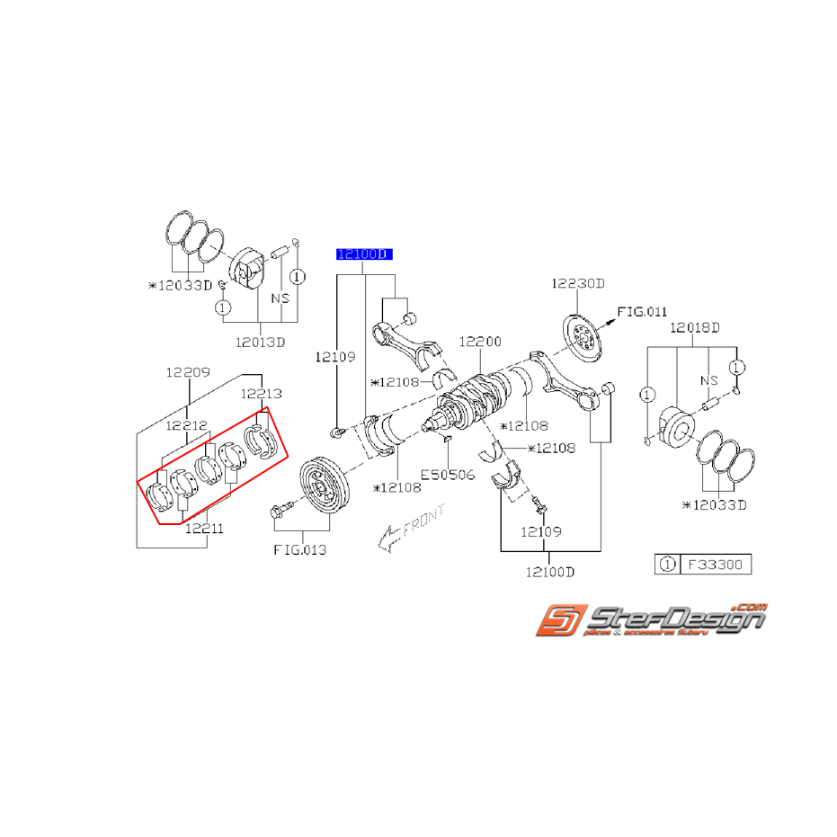 Kit coussinets de vilebrequin origine subaru diesel 08-10