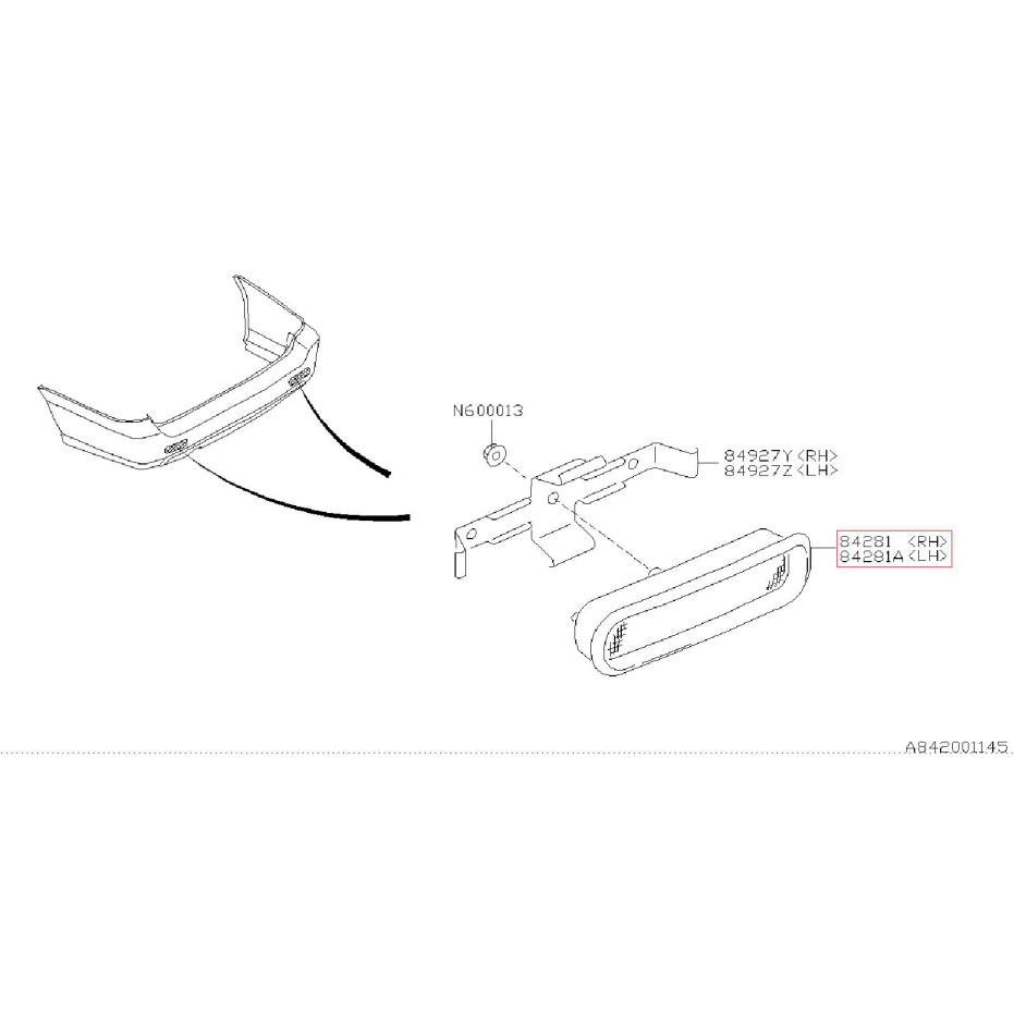 Réflecteur arrière subaru LEGACY 98-03 gris opale